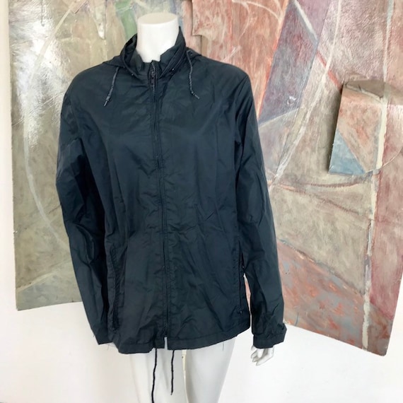 Vintage Aspen Anorak Womens Blue Zipup Hooded Windbreaker Rain Coat Jacket Sz Small