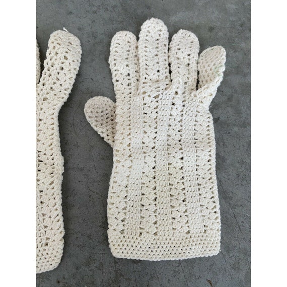 Vintage Gloves Womens Cream Ivory Stretch Ribbed … - image 5