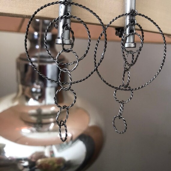 Pellini Silver Circular Dangle Drop Clip Earrings - image 2