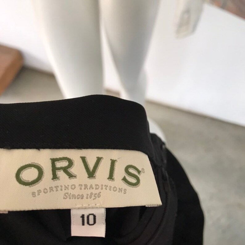 Orvis Black Pleated Fishhook Midi Mid Calf Skirt Size 10
