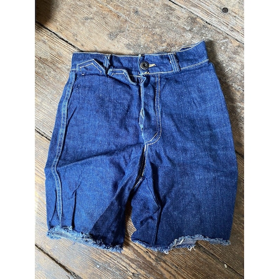 Vintage Boys Shorts Denim Jean Gold Age 8-10 - image 1