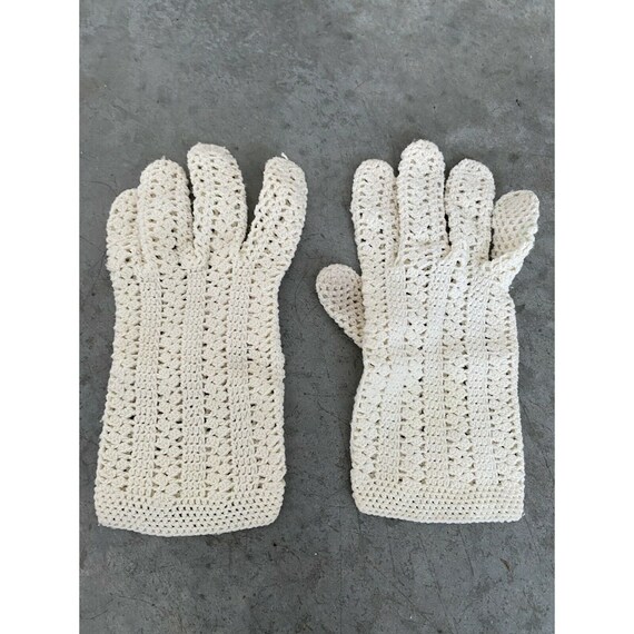 Vintage Gloves Womens Cream Ivory Stretch Ribbed … - image 4