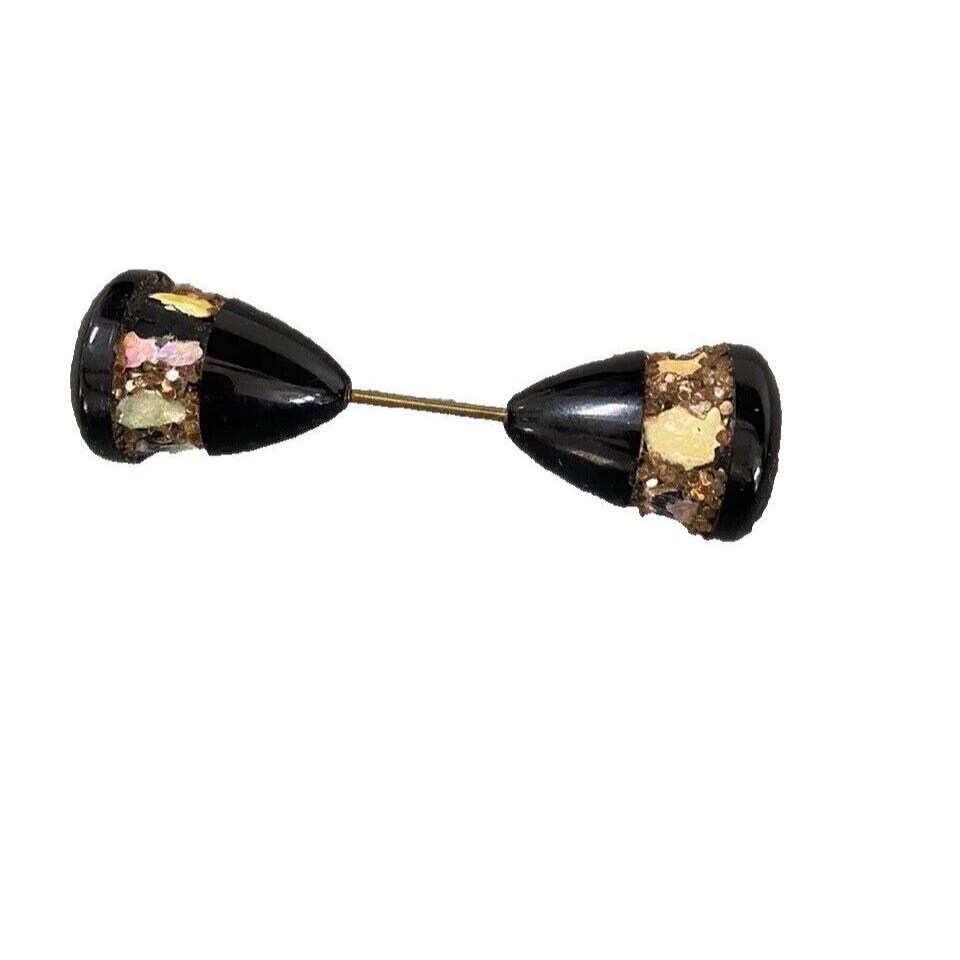 Vintage Hat Pin 1960s 60s Glitter Black Acrylic - Etsy display picture 3