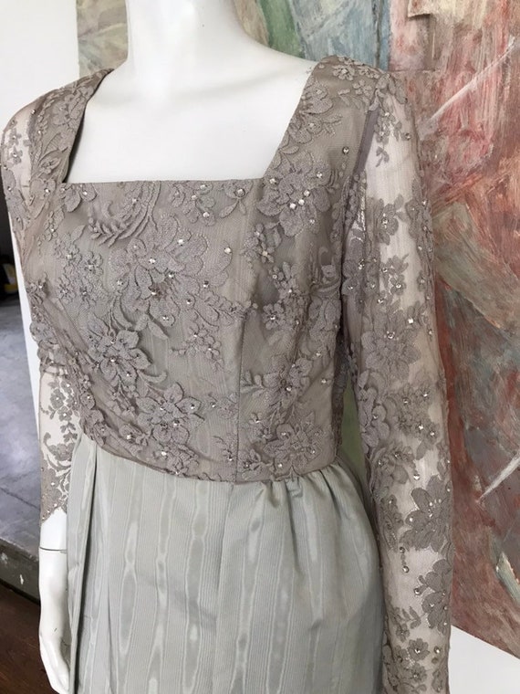 Silver Grey Vintage Swarovski Crystal Long Gown D… - image 3