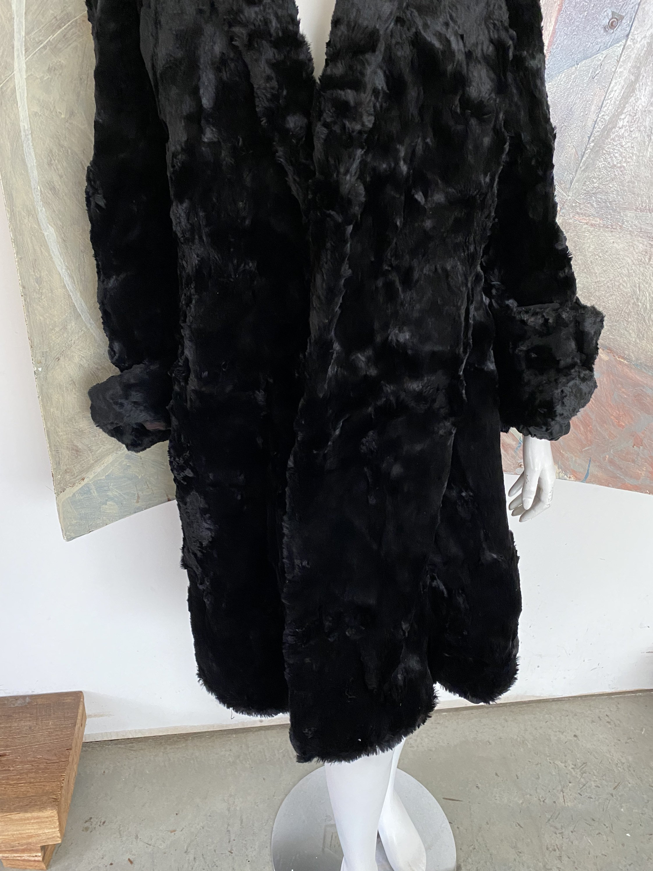 Vintage I.J. Fox Black Persian Lamb & Mink Fur Womens Jacket Coat