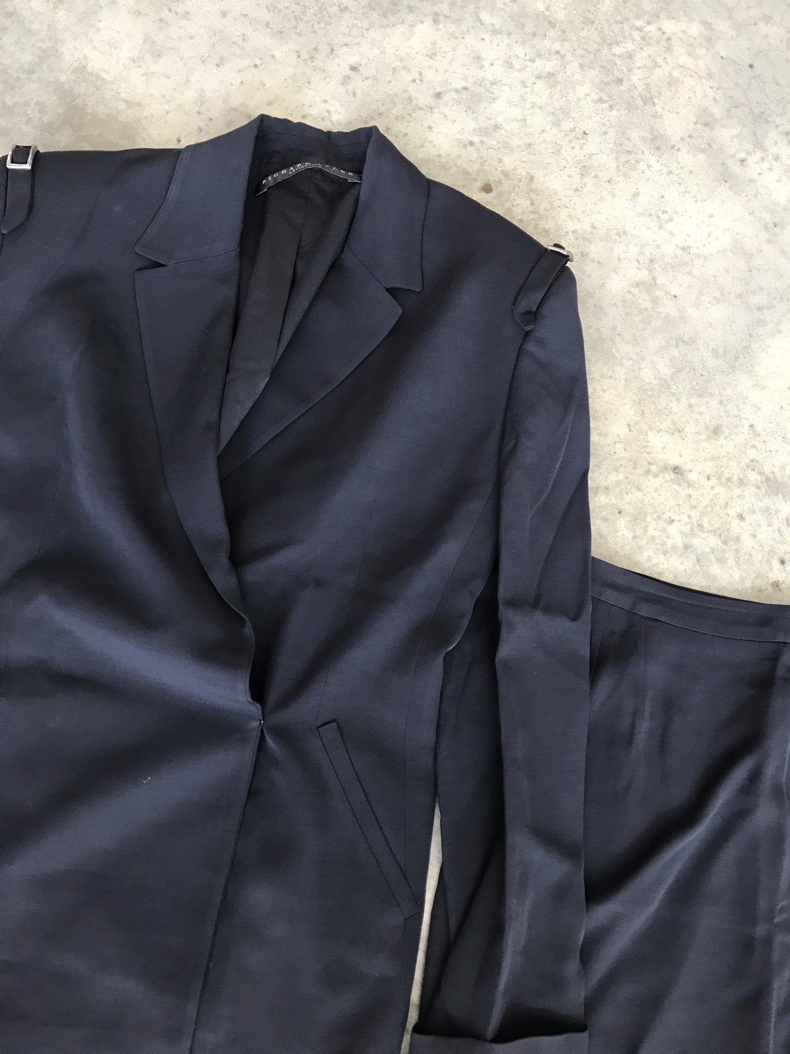 Richard Tyler Navy Dark Blue Wool Blend Skirt Suit Set Size 42 - Etsy UK