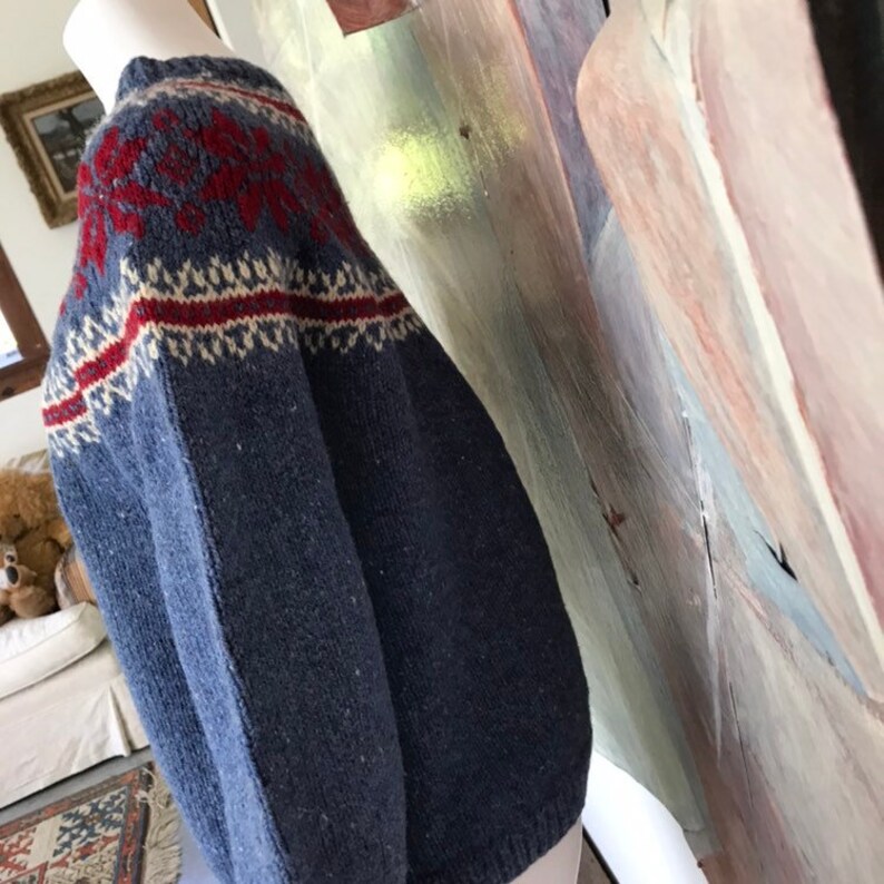 Vintage Nordic Alpine Wool Womens Red White Blue Sweater Size Medium