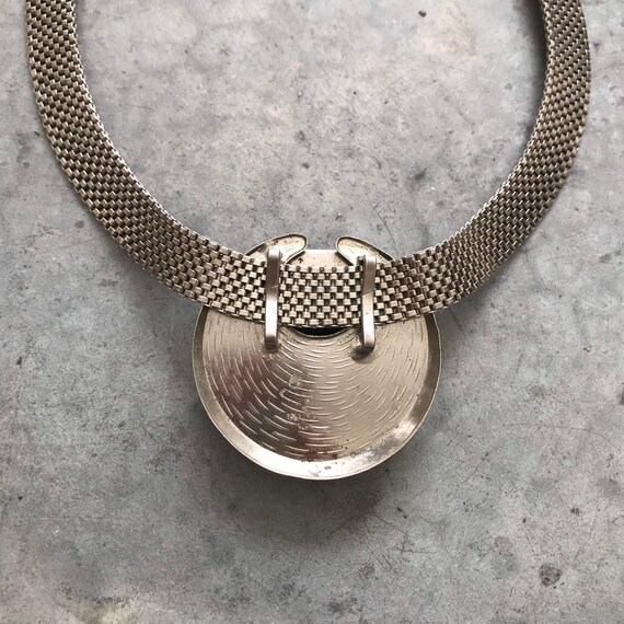 1980s Statement Blue Silver Crystal Stainless Ste… - image 7