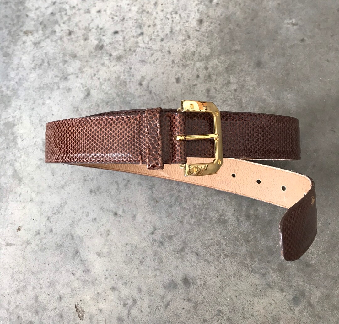 Vintage bonwit teller brown leather belt leather wrapped buckle Vintage Bonwit Teller Brown Leather Belt Silver tone Belt  main image 3