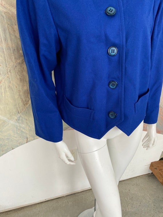 Vintage Yves Saint Laurent Blue Wool 1980s Pocket… - image 2