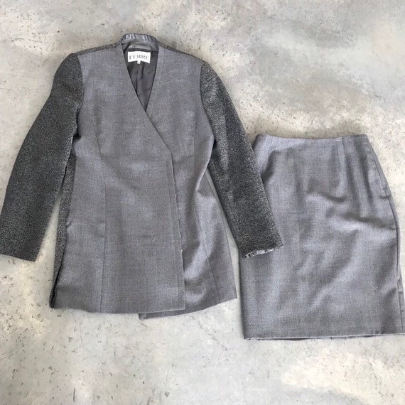 Gianfranco Ferre Grey Tweed Wool Blend Pencil Skir