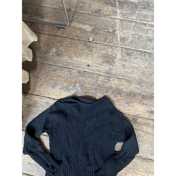 Vintage Boys Sweater Ribbed Black Wool Childrens … - image 4