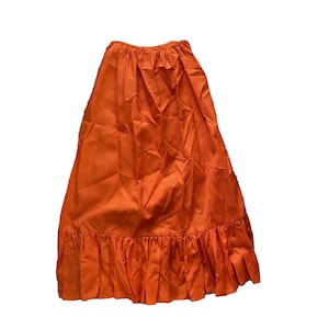 Vintage Skirt Orange Peasant Maxi Long Ruffle Trim Romantic Size 12