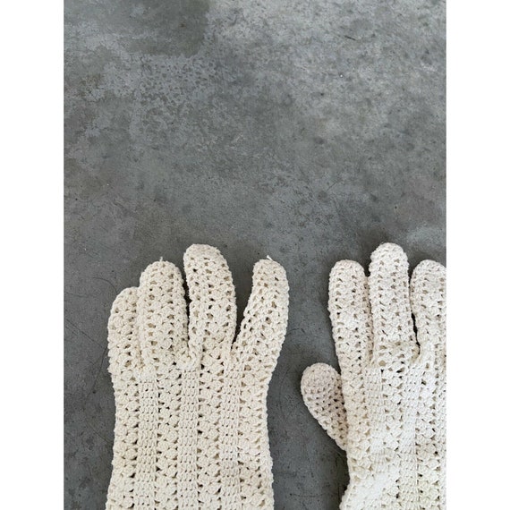 Vintage Gloves Womens Cream Ivory Stretch Ribbed … - image 3