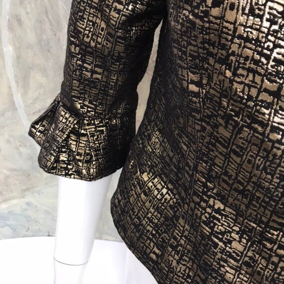 Vintage Victor Costa Gold Metallic Black Blazer R… - image 2