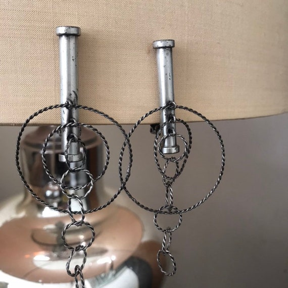 Pellini Silver Circular Dangle Drop Clip Earrings - image 8