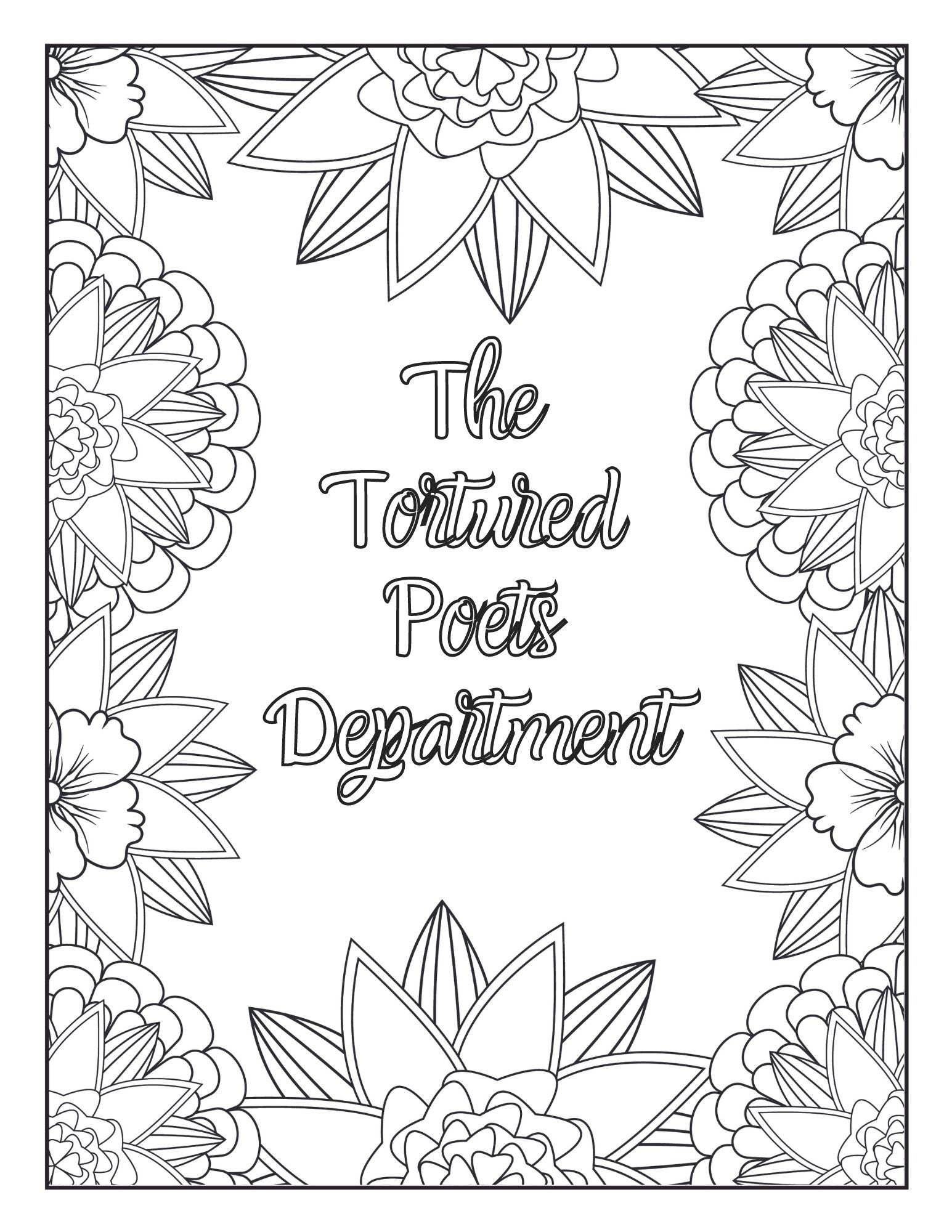 Taylor Swift the Tortured Poets Department Coloring Pages - Etsy