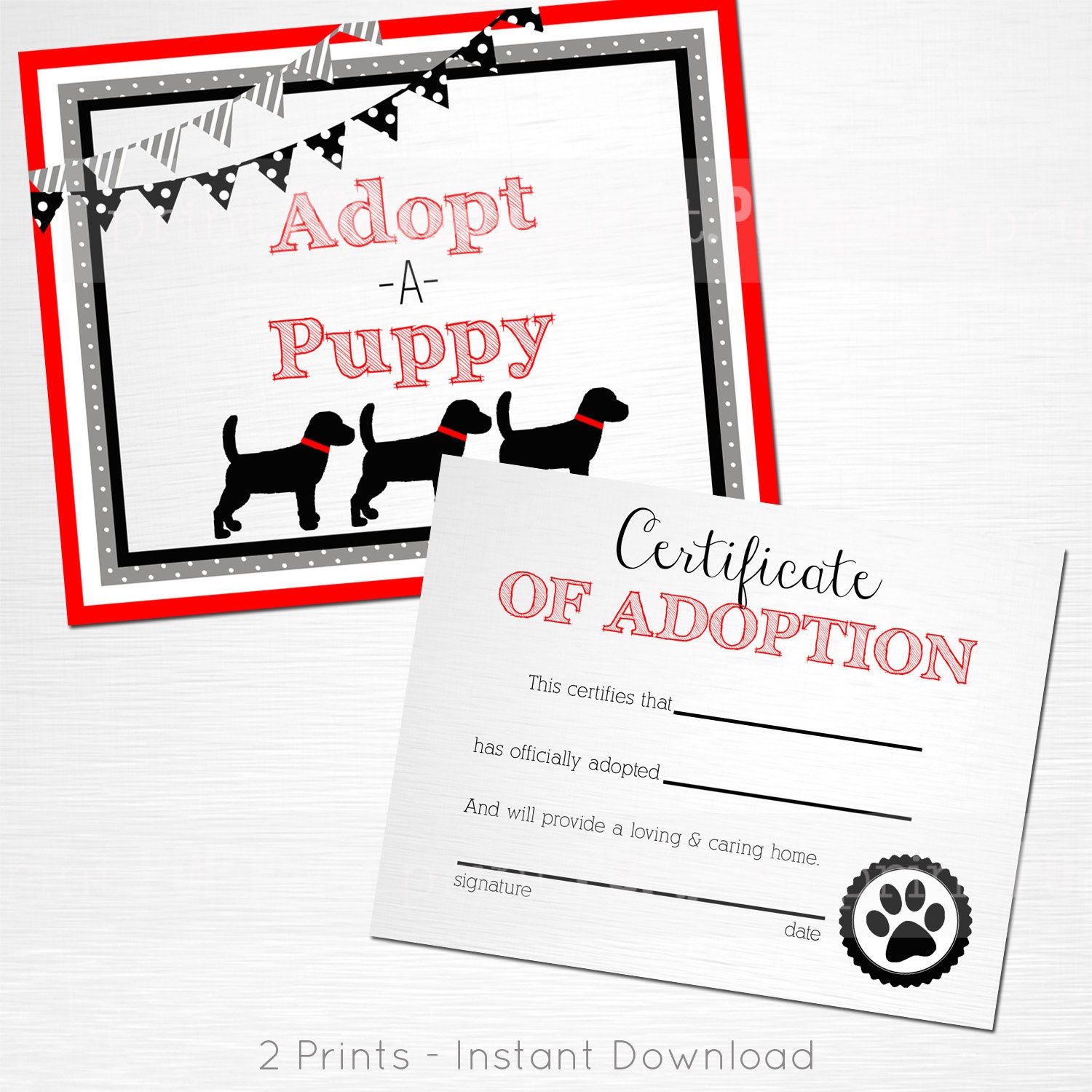 Adopt a Puppy and Certificate of Adoption Red Gray White Black Lab Dog ...
