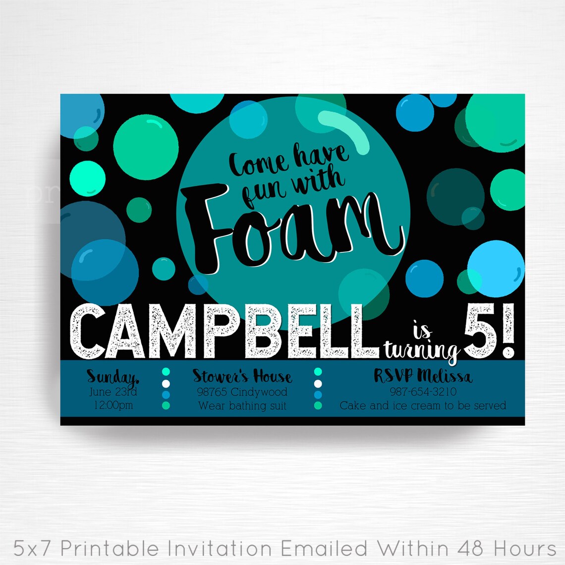 Foam Dance Party Birthday Printable Invitation YOU Print Pink Etsy