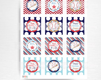 Baseball Birthday Printable Stickers Cupcake Toppers Medallions