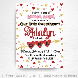 Niño chica Valentine cumpleaños invitación fiesta imprimible usted impresión rosa rojo negro oro