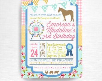 County Fair Birthday Party Printable Invitation YOU Print Red | Etsy
