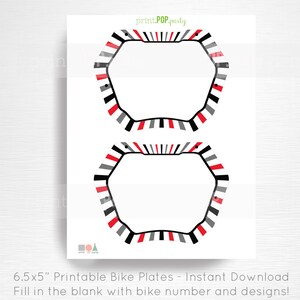 Red Black BMX Birthday Party Bike Plates You Print Bike Coloring Page INSTANT DOWNLOAD