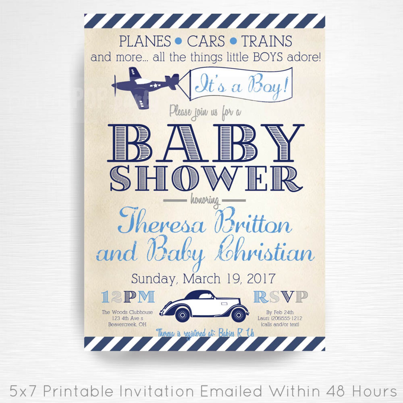 Planes Trains Automobiles Baby Shower Party Printable Etsy