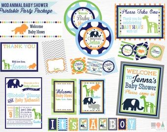 Mod Animal Baby Shower Printable Package YOU PRINT