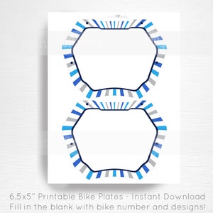 Blue BMX Birthday Party Bike Plates You Print Bike Coloring Page INSTANT DOWNLOAD