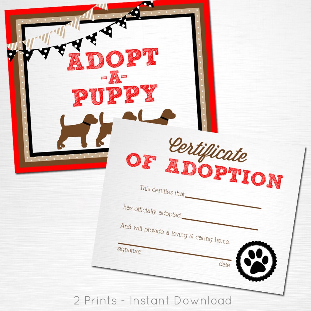 Adopt a Puppy and Certificate of Adoption Red Brown Black Lab Dog ...
