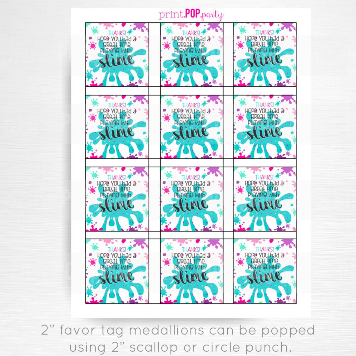 Slime Party Favor Tag Birthday Party Favors Instant Download Etsy