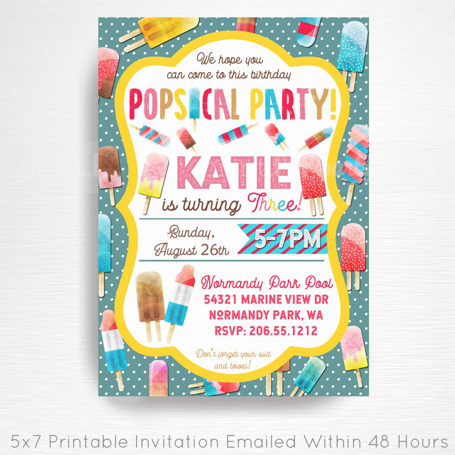 Popsicle Birthday Party Printable Invitation With Photo YOU | Etsy