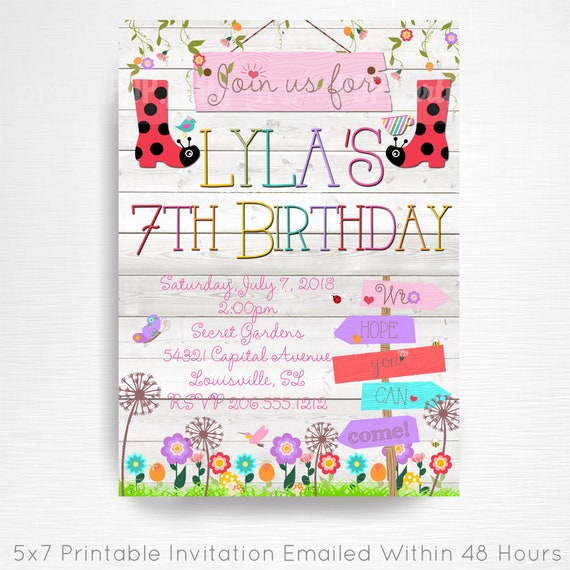 Garden Party Birthday Printable Invitation YOU Print Gardening | Etsy