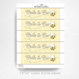 Bride to BEE Water Bottle Labels Instant Download Bee Bridal Shower Decorations