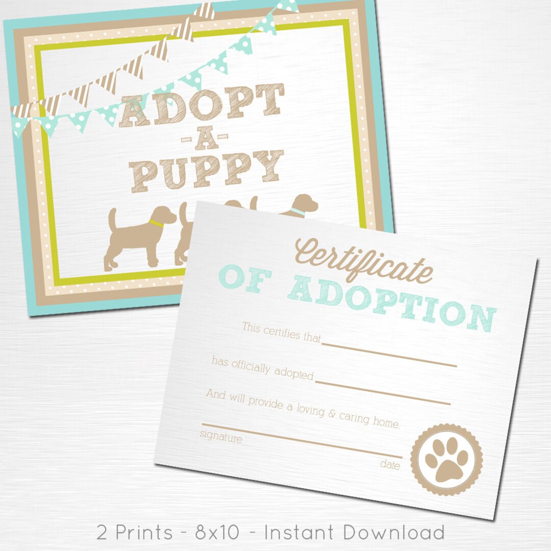 Adopt a Puppy and Certificate of Adoption Blue Brown Lab Dog Birthday ...