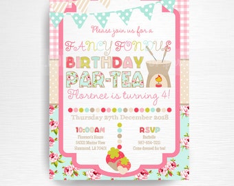 Fondue Fancy Tea Party Birthday Party Printable Invitation YOU Print Dolly and me Tea Party