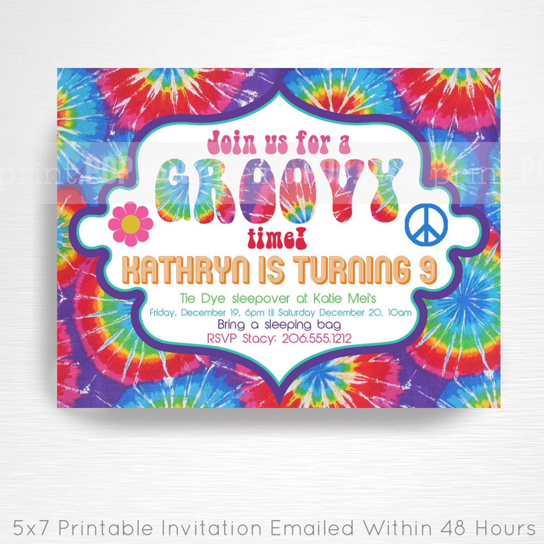 Tie Dye Birthday Party Printable Invitation YOU Print - Etsy