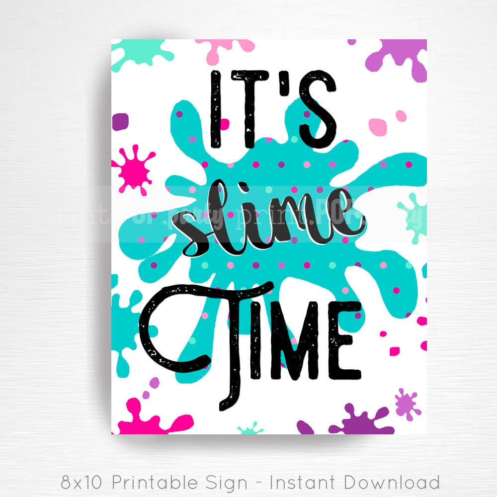 Slime Birthday Party Printable Slime Time Sign YOU Print Pink | Etsy