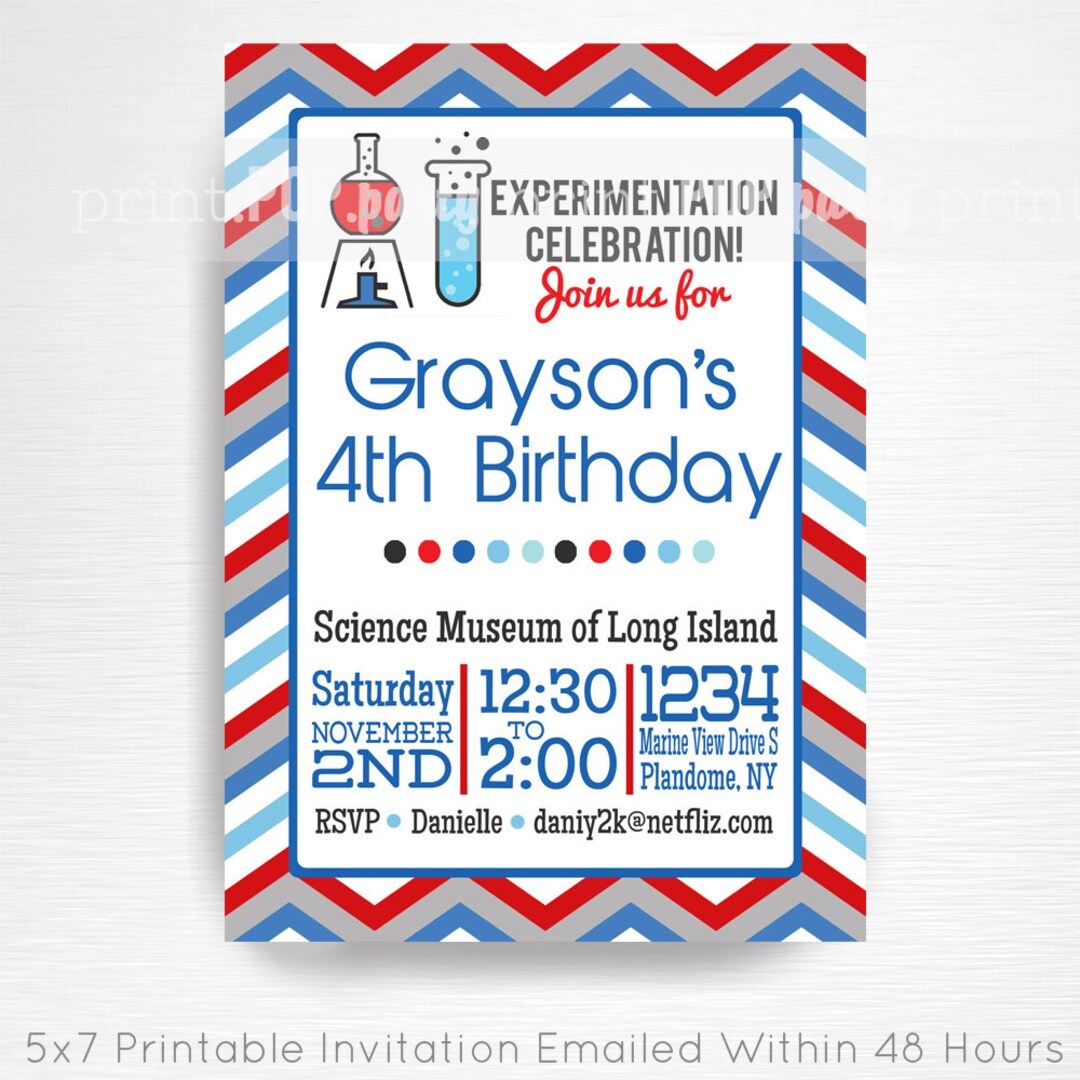 Science Birthday Party Printable Invitation YOU Print - Etsy