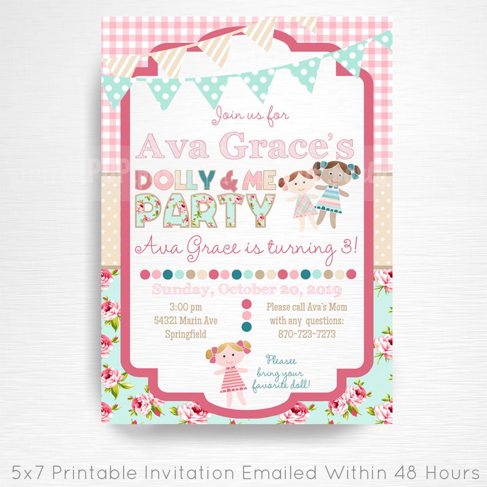 Dolly and Me Birthday Party Printable Invitation YOU Print Etsy