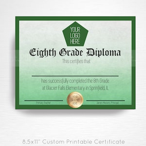 5th 6th 7th 8th Grade Graduation Party Printable Digitales Diplom Zertifikat Virtuelle Graduierung Individuell - WIR bearbeiten SIE drucken
