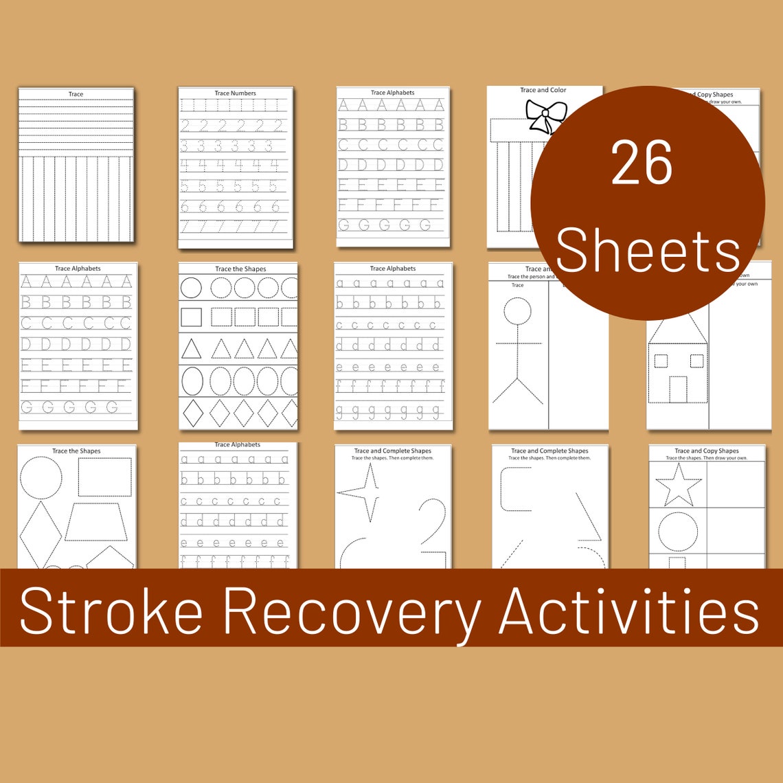Stroke Recovery Activities | Adult Tracing Worksheets | Seniors Pen ...