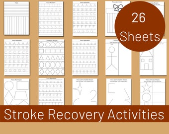 Stroke Recovery Activities | Adult Tracing Worksheets | Seniors Pen Control Activity Sheets | INSTANT DOWNLOAD