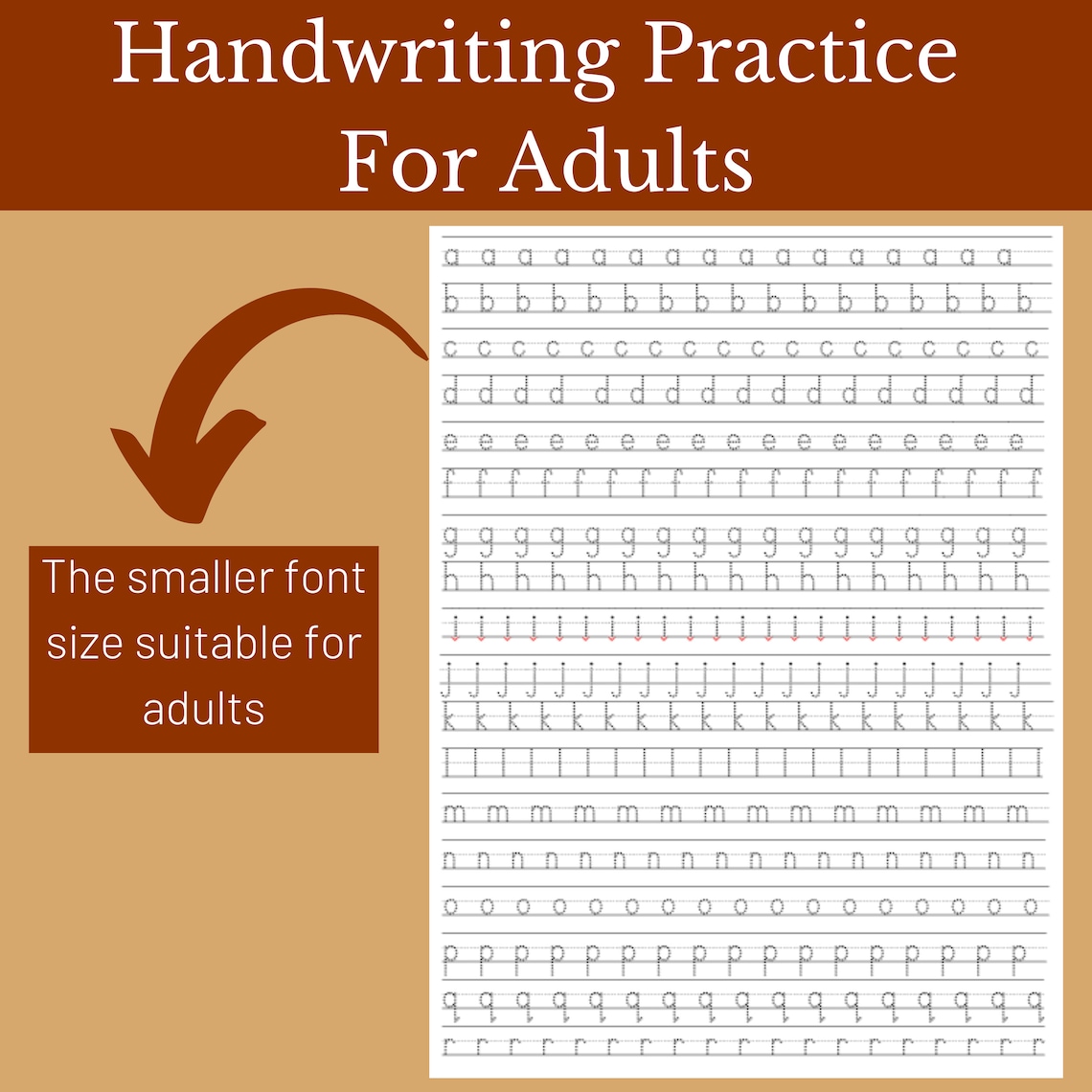 Handwriting Practice for Adults Printable Worksheets Alphabets and