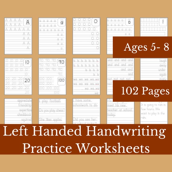 Left-handed Handwriting Practice Worksheets for Adults and Big Kids Trace &  Write Letters, Numbers and Words Middle and High School Kids 