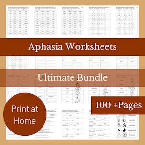 Aphasia Worksheets for Stroke and TBI Recovery | Activity Book for Speech Therapy for Aphasia Rehabilitation | Language Cognitive Exercises