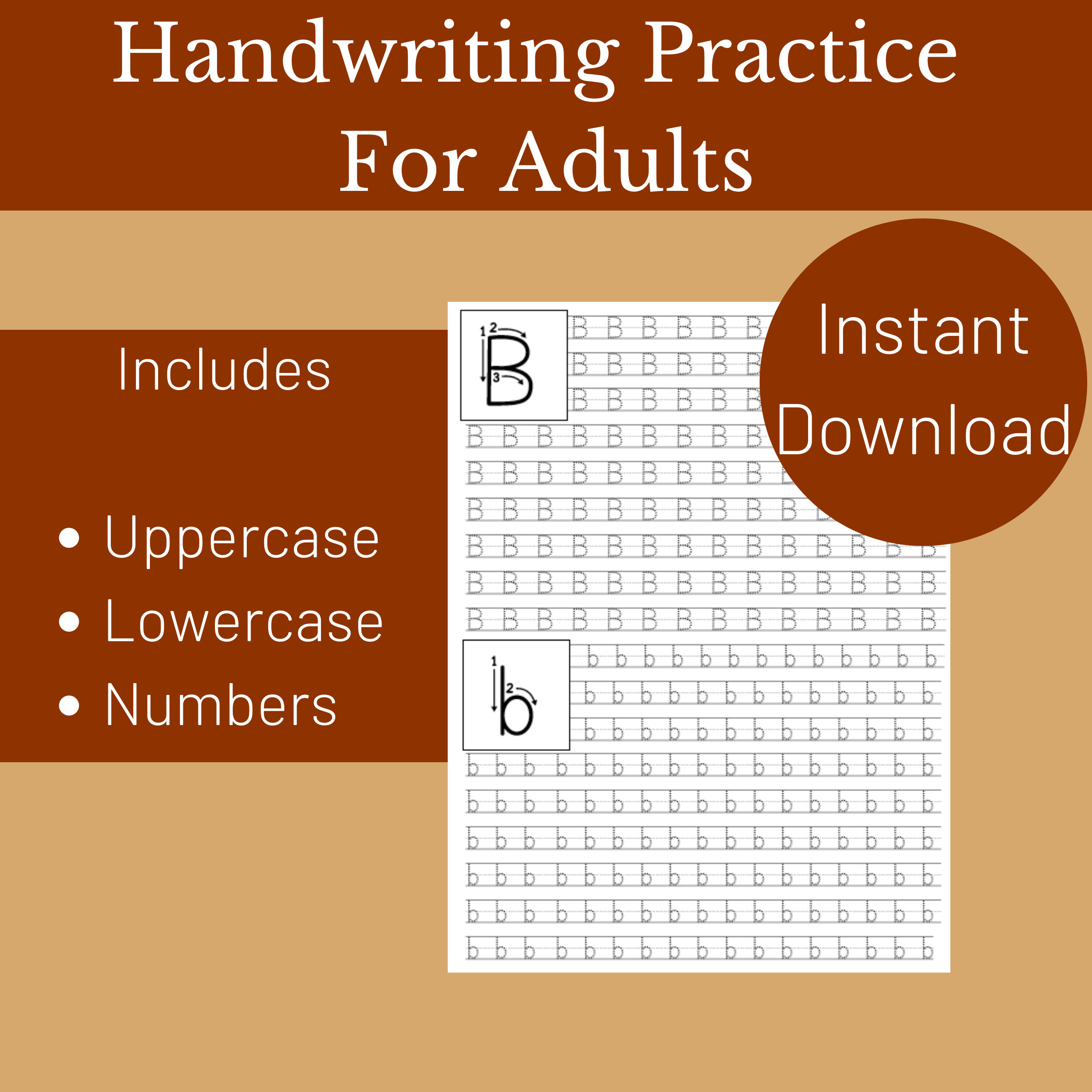 Handwriting Practice for Adults - Printable Worksheets - Alphabets and ...