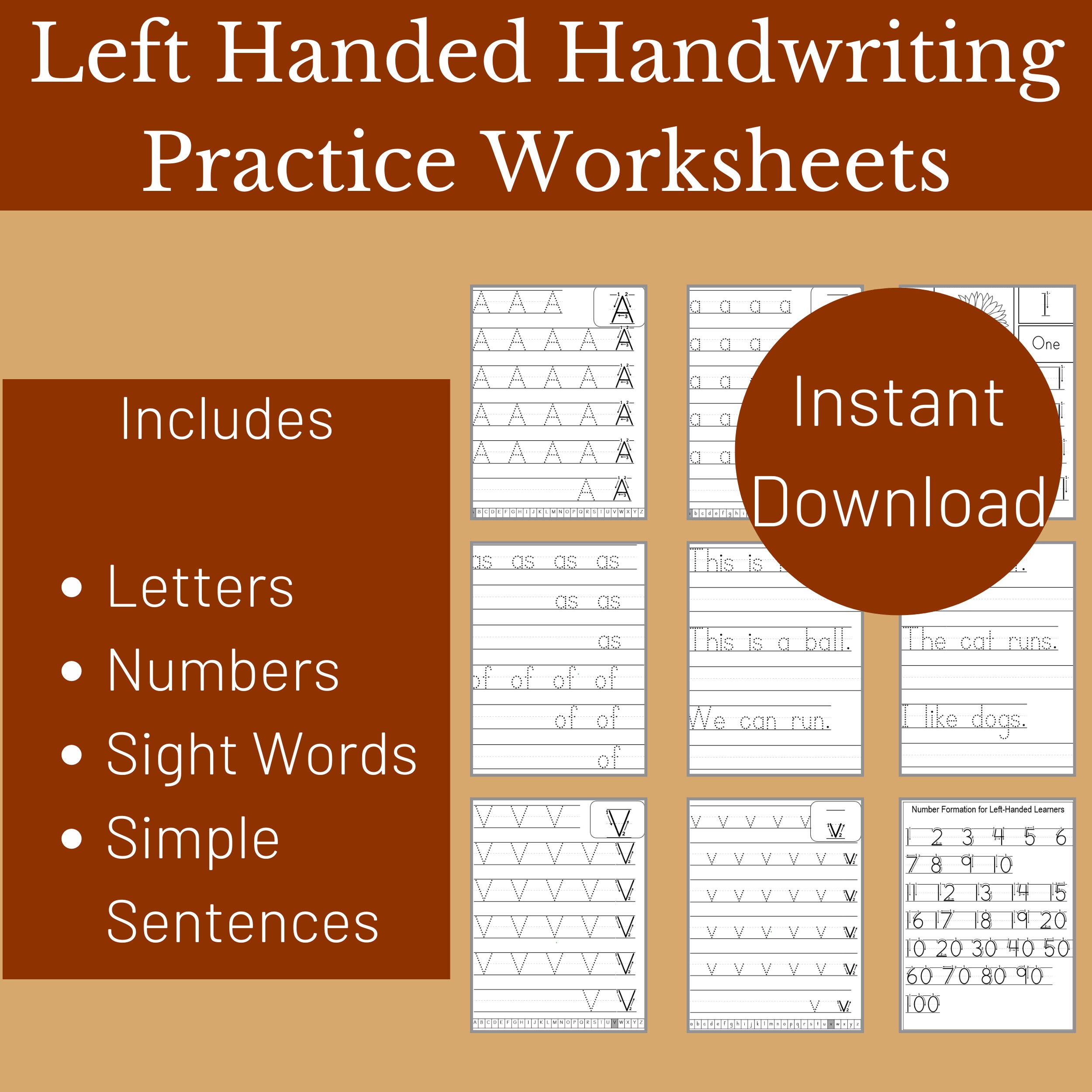 Left handed Handwriting Practice Worksheets For Preschoolers Ages 3 5
