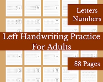 Handschriftoefening linkshandig: letters, cijfers en woorden (digitale download)